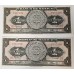 MEXICO 1965 . ONE 1 PESO BANKNOTES . CONSECUTIVE PAIR and PERU 1985-1987 . TEN 10 - ONE HUNDRED 100 INTIS